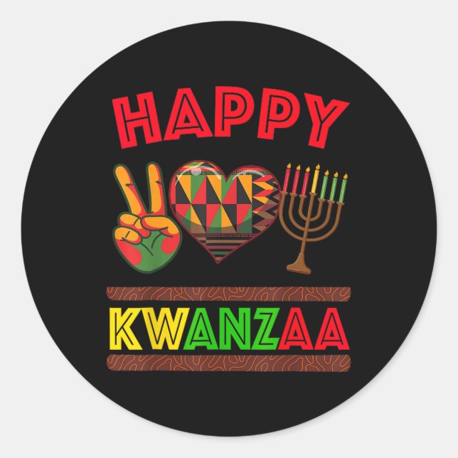 Sticker Rond Joyeux Kwanzaa Sept Principes Des Femmes Kwanzaa 1 (Devant)