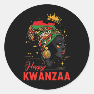 Sticker Rond Joyeux Kwanzaa Sept Principes Des Femmes Kwanzaa 1