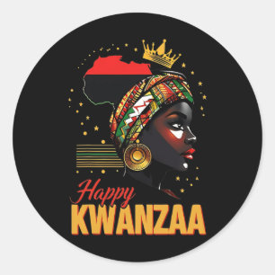 Sticker Rond Joyeux Kwanzaa Sept Principes Des Femmes Kwanzaa 1