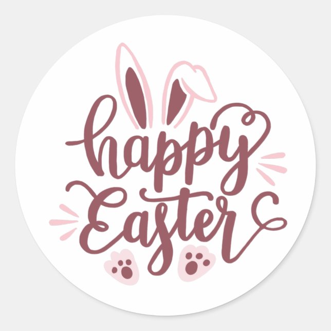 Sticker Rond Joyeux Lapin de Pâques (Devant)