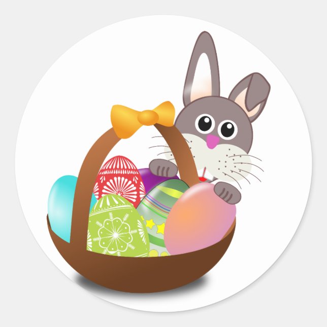 Sticker Rond Joyeux lapin de Pâques (Devant)