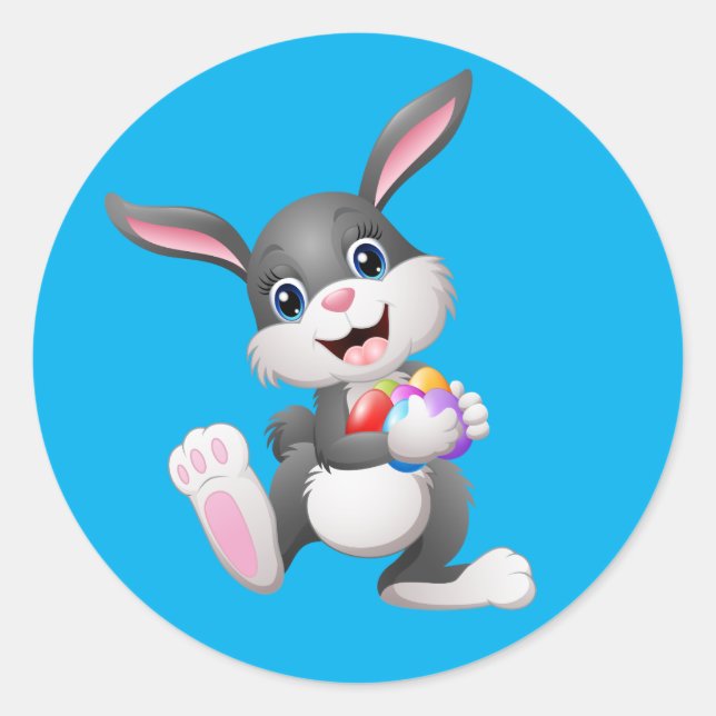 Sticker Rond Joyeux lapin de Pâques Animé (Devant)