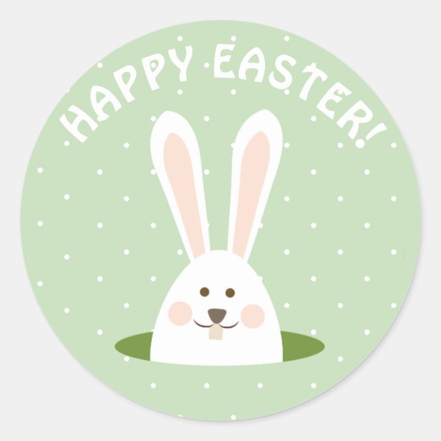 Sticker Rond Joyeux lapin mignon de Pâques (Devant)