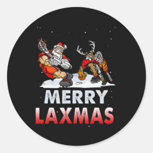 Sticker Rond Joyeux Laxmas laid de Noël Père Noël Reindee