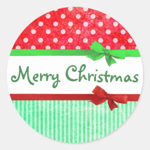 Sticker Rond Joyeux le Noël rouge et vert cintre des