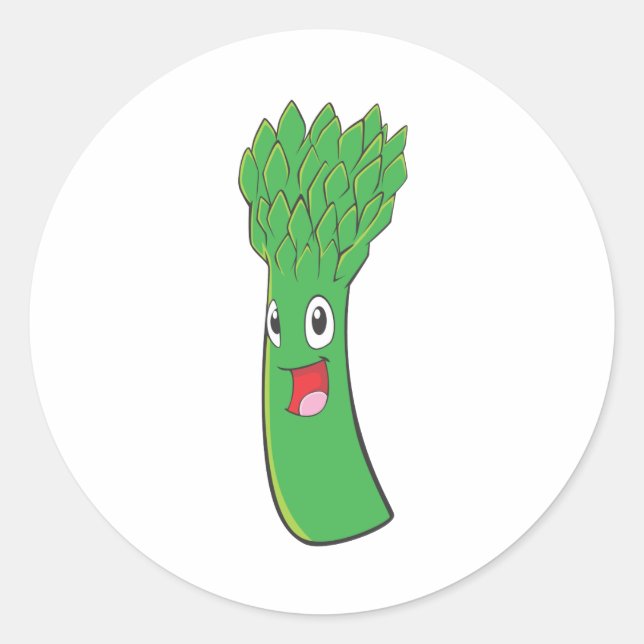 Sticker Rond Joyeux légumes d'Asperges (Devant)