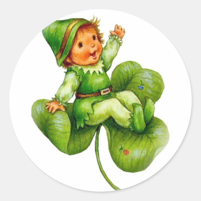 Sticker Rond Joyeux Leprechaun (Devant)