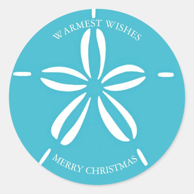 Sticker Rond Joyeux littoral | Sable de plage Noël (Devant)