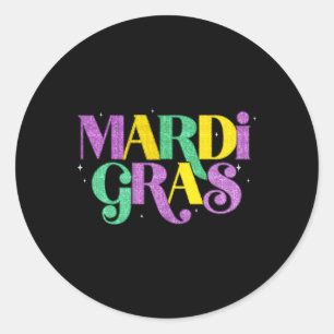 Sticker Rond Joyeux Mardi Gras Carnaval Fat Mardi Fleur De Lis
