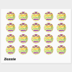 Sticker Rond joyeux mardi gras jaune