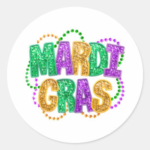 Sticker Rond Joyeux Mardi Gras Mardi Carnaval Festival Par