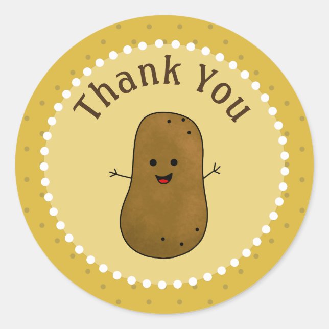 Sticker Rond Joyeux Merci de pomme de terre (Devant)