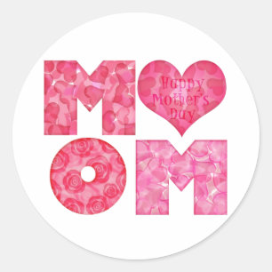 Sticker Rond Joyeux Mère de Fête Maman Alphabet
