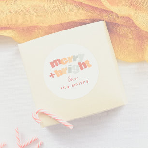 Sticker Rond Joyeux moderne et Noël de famille brillant