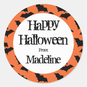 Sticker Rond Joyeux Motif de chauve-souris Halloween Enfants Pe