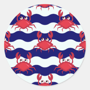 Sticker Rond Joyeux Motif de crabes