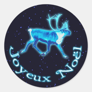Sticker Rond Joyeux Noё l - Caribou bleu (rennes)