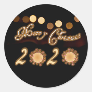 Sticker Rond Joyeux Noël 2020 à l'époque de Corona!