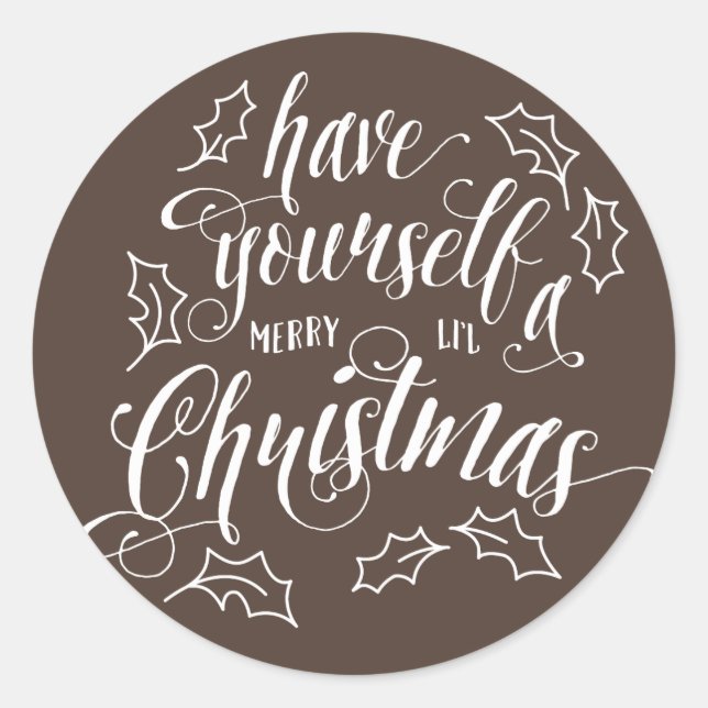 Sticker Rond Joyeux Noël à la main | (Devant)