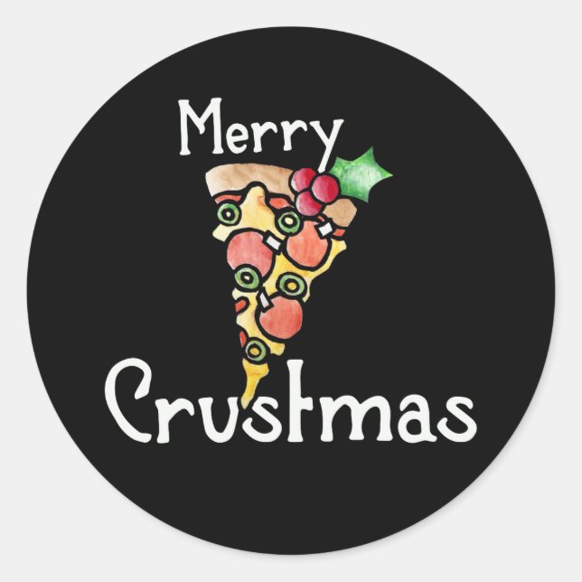 Sticker Rond Joyeux Noël à la pizza (Devant)