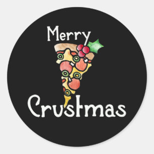 Sticker Rond Joyeux Noël à la pizza