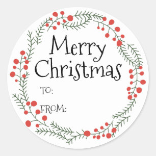 Sticker Rond Joyeux Noël à partir d'un cadre rustique en couron