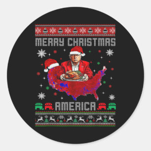 Sticker Rond Joyeux Noël Amérique Donald Trump Couverture Noël