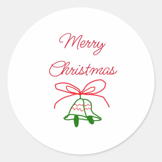 Sticker Rond Joyeux Noël arc rouge vert cloches sonneries éléga (Devant)
