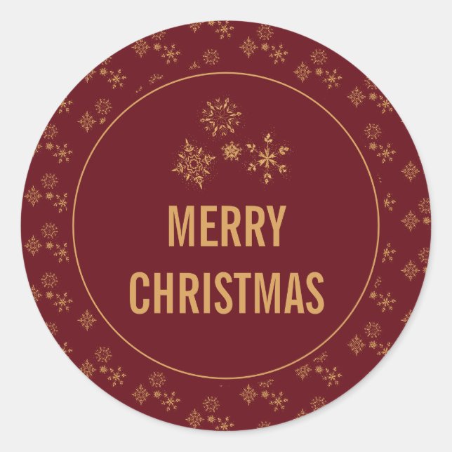 Sticker Rond Joyeux Noël aux flocons d'or décoratifs (Devant)