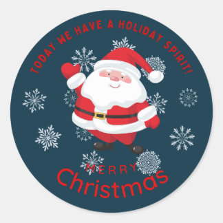 Sticker Rond Joyeux Noël avec un joli Père Noël
