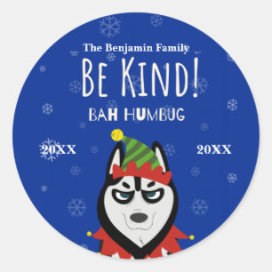 Sticker Rond Joyeux Noël Bah Humbug Holiday