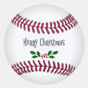 Sticker Rond Joyeux Noël, Baseball Theme Design