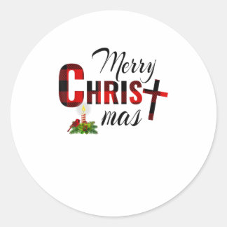 Sticker Rond Joyeux Noël Bébé Jésus Cr Religieux