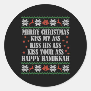 Sticker Rond Joyeux Noël Bisous Mon Son Votre Joyeux Hanukkah