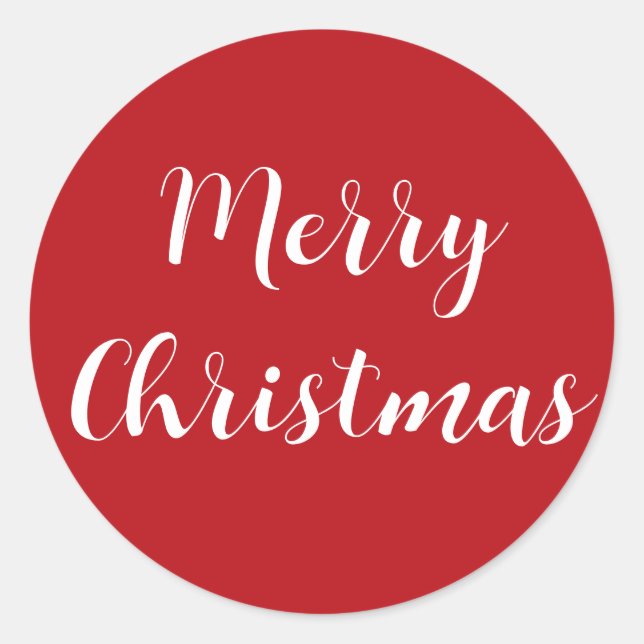 Sticker Rond Joyeux Noël blanc Script rouge simple (Devant)