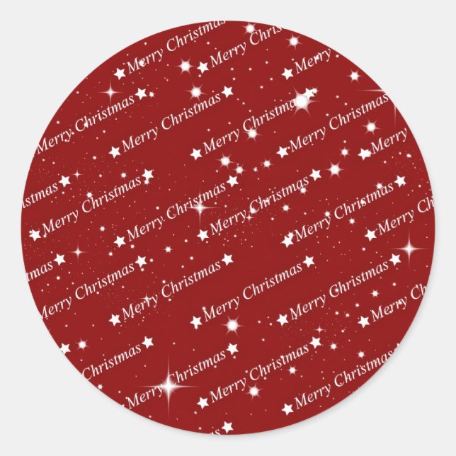 Sticker Rond Joyeux Noël blanc texte sur rouge (Devant)