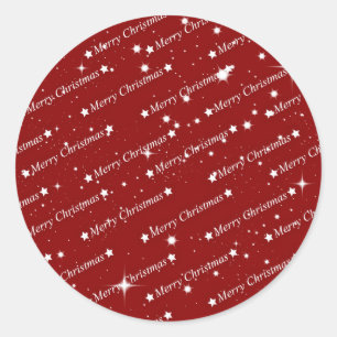 Sticker Rond Joyeux Noël blanc texte sur rouge