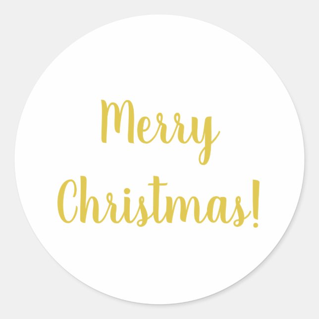 Sticker Rond Joyeux Noël Blanc Typographie Or Festive (Devant)