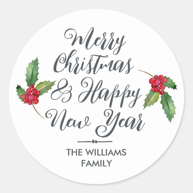 Sticker Rond Joyeux Noël Bonne année Enveloppe Sceau (Devant)