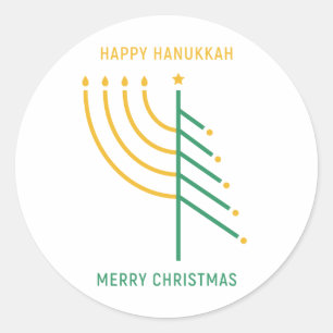 Sticker Rond Joyeux Noël, Bonne Hanoukka
