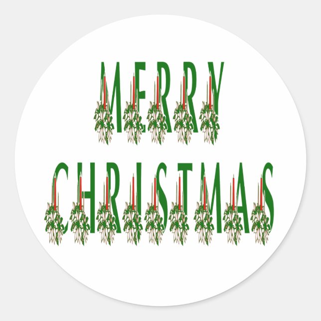 Sticker Rond Joyeux Noël bougie Police (Devant)