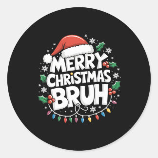 Sticker Rond Joyeux Noël Bruh Joyeux Noël Famille de Noël Noël 