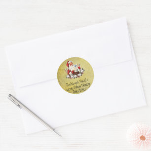 Sticker Rond Joyeux Noël Carte polonaise du Père Noël