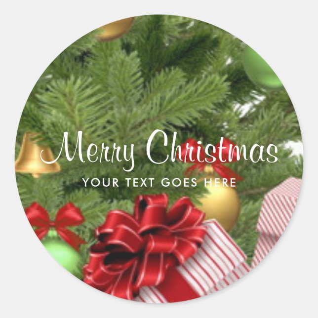 Sticker Rond Joyeux Noël changeable Cadeaux de Noël Modèle (Devant)