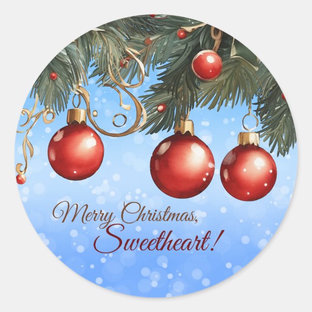 Sticker Rond Joyeux Noël, chérie ! Personnalisable  (Devant)