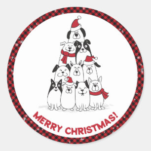 Sticker Rond Joyeux Noël chien