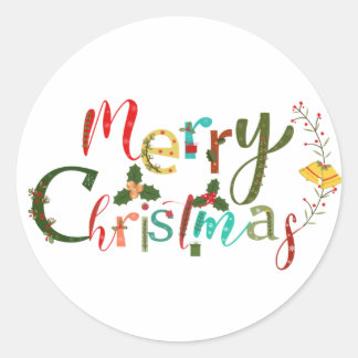 Sticker Rond joyeux Noël classique collant rond