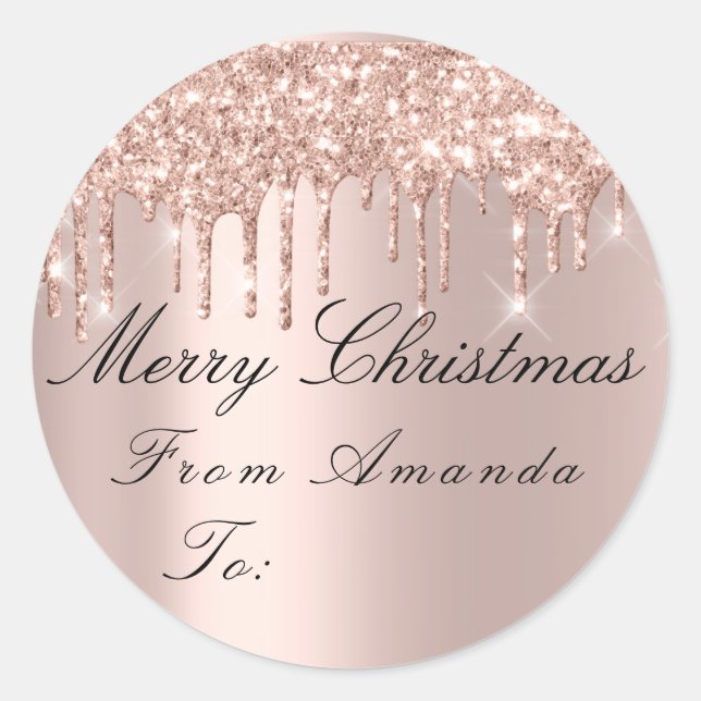 Sticker Rond Joyeux Noël De À Vacances Étincelle Rose Joie (Devant)