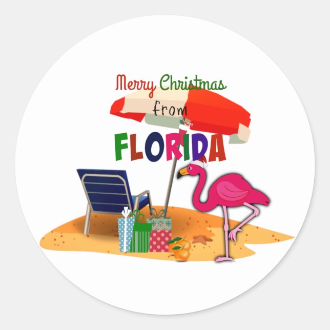 Sticker Rond Joyeux Noël de Floride (Devant)