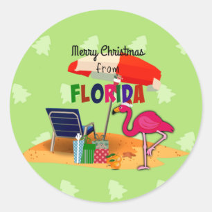 Sticker Rond Joyeux Noël de Floride
